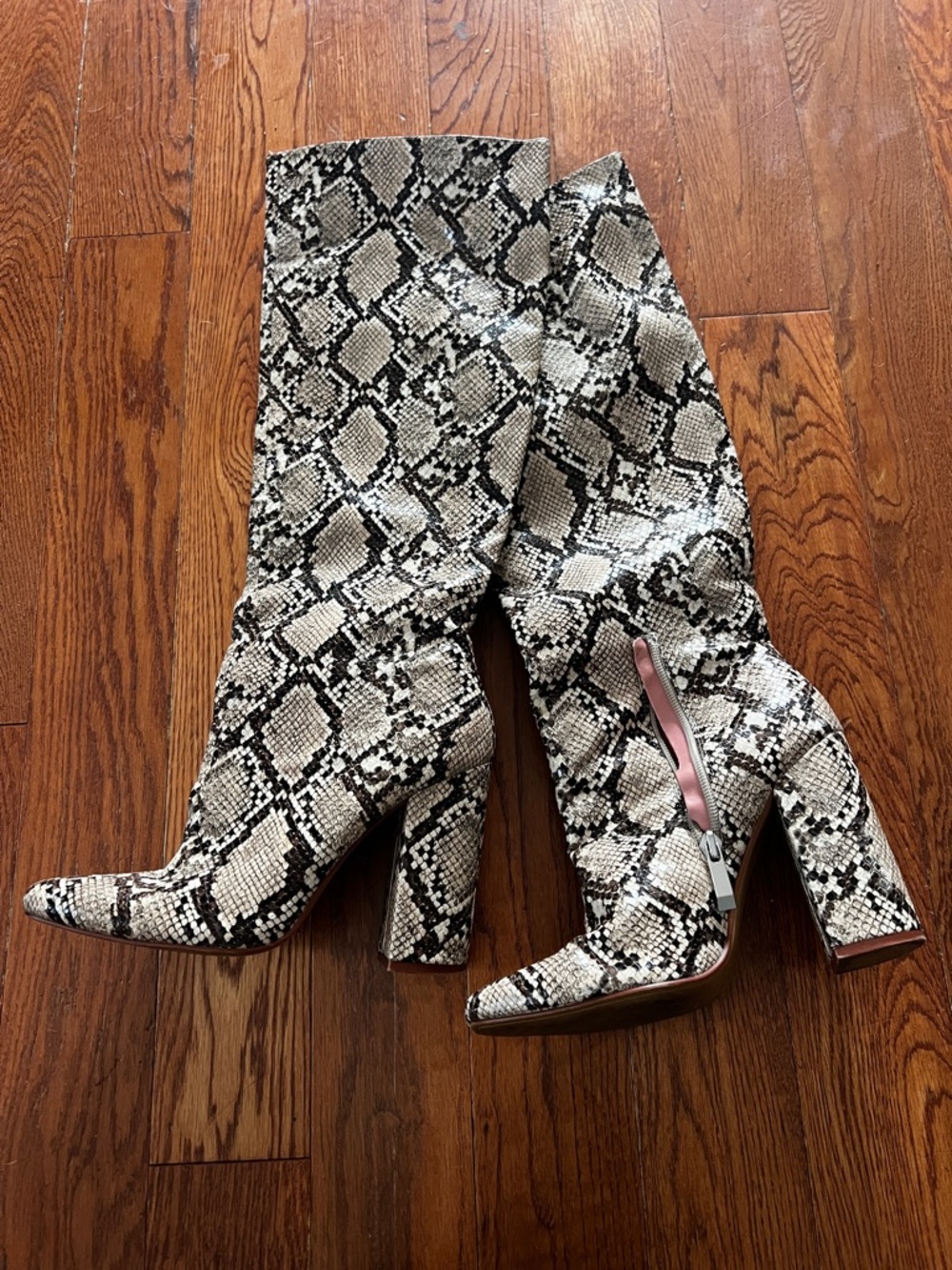 Zara Snake Print Knee-High Boots - Picture 3 of 7